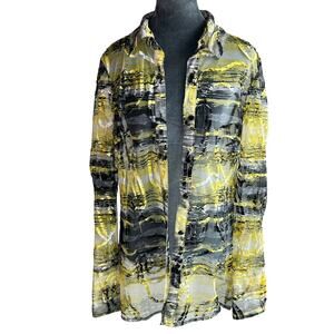 90s club- mesh yellow black- city girls Size small yellow black white collar top